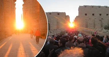 The sun perpendicular to the shrine of the Holy of Holies in the Temple of Amun-Ra in Karnak
